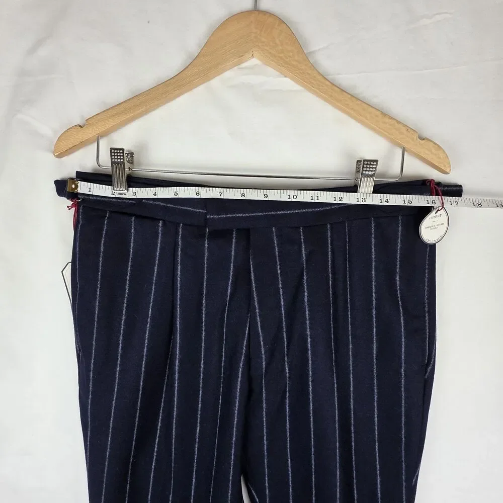Cremieux Bowery Modern Fit Dress Pants Size 32 All Wool Navy Pinstripe Old Money